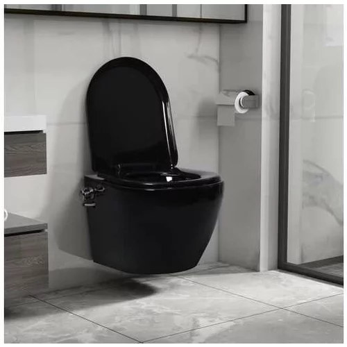  Viseča WC školjka brez roba z bide funkcijo keramična črna
