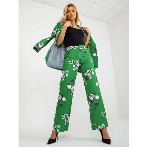 Fashion Hunters Green wide fabric trousers with flowers from the suit