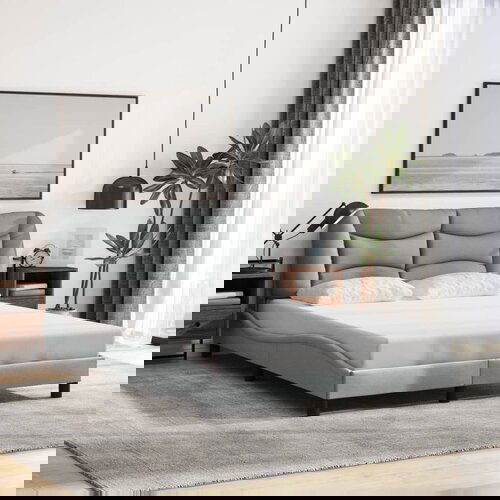  The Living Store Posteljni okvir brez vzmetnice svetlo siv 140x190 cm blago - Posteljni Okvir, (21450751) Slike