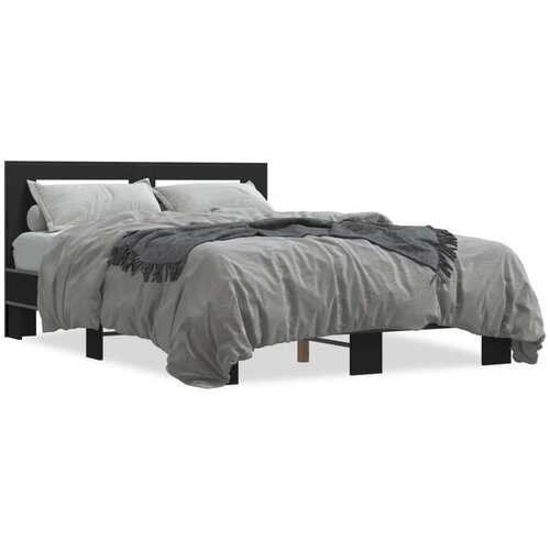 VidaXL Okvir kreveta crni 140 x 200 cm od konstruiranog drva i metala Slike