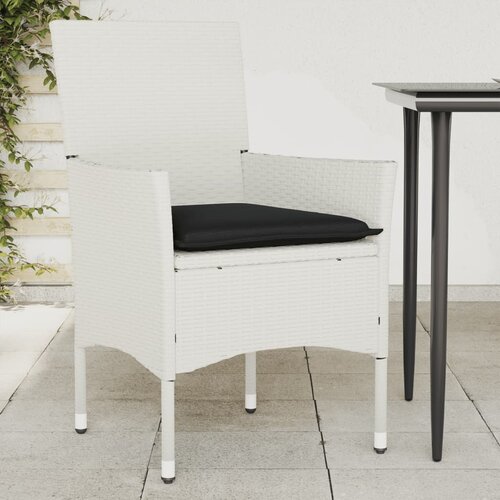  The Living Store Vrtni stoli z blazinami 2 kosa bel poli ratan - Vrtni Stol, (21455536) Slike