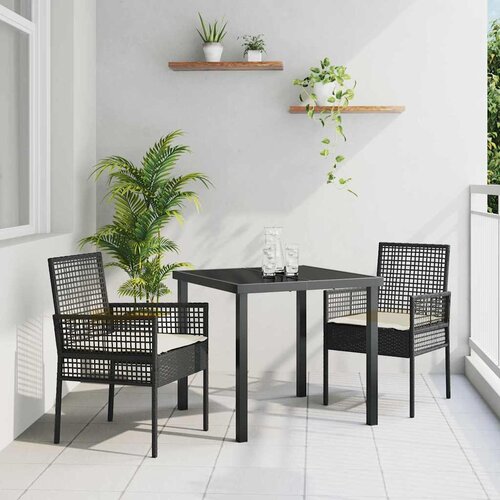  Vrtna stolica s jastukom 2 pcs Crna 55 x 53 x 85 cm poliratan Cene