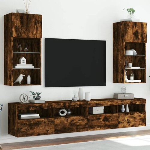 TV ormarići s LED svjetlima 2 kom boja hrasta 40,5 x 30 x 90 cm Slike