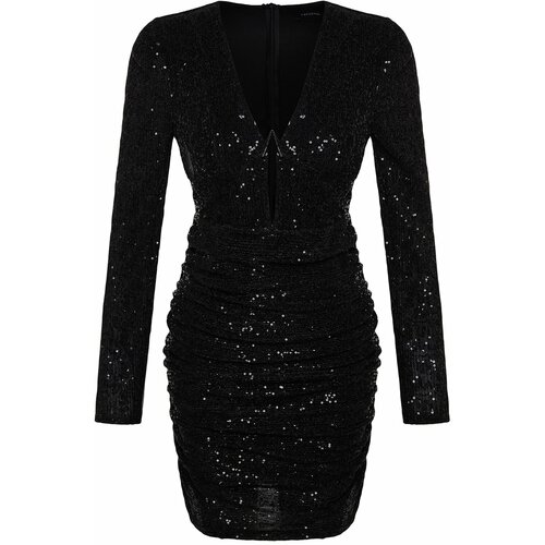 Trendyol Black Sequined Evening Dress with Sequins and Sequins Slike