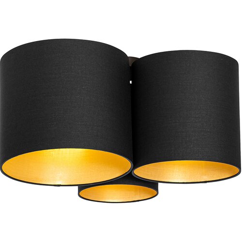 QAZQA Stropna svetilka črna z zlato notranjostjo 3-light - Multidrum Cene