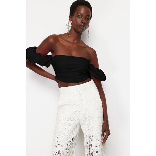 Trendyol Black Crop Woven Bustier Slike