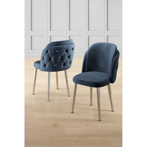 Hanah home set trpezarijskih stolica Axle 8 kom, antracit tkanina Babyface, hromirane metalne noge Cene