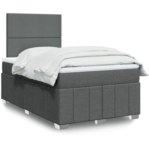 VidaXL Krevet s oprugama i madracem tamnosivi 120 x 200 cm od tkanine Slike