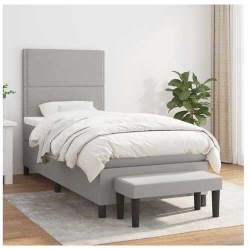 vidaXL Box spring postelja z vzmetnico svetlo siva 90x190 cm Cene