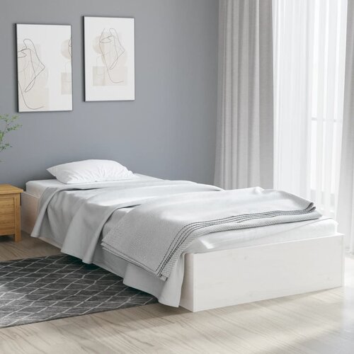 The Living Store Posteljni okvir bel iz trdnega lesa 75x190 cm - Posteljni Okvir, (21527122) Slike