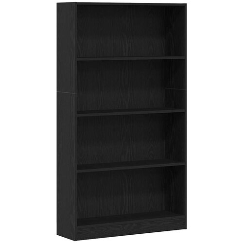  Polica za knjige s 4 etaže crni hrast 80x24x143 cm inženjerski drvo Slike