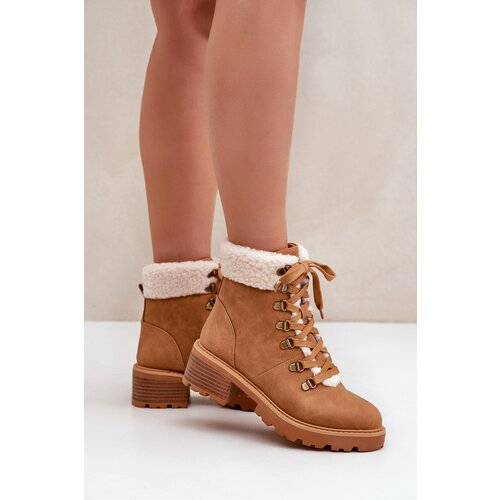 PH2 Women's Ankle Boots With Sheepskin On Low Heel Camel Brenneth Cijene