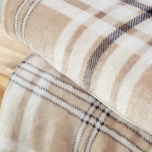 Catherine Lansfield Bež deka od sherpa flisa 130x170 cm Kelso Check &amp;ndash; Slike