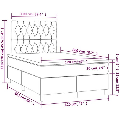 box spring s madracem LED tamnosivi 120 x 200 cm tkanina Slike