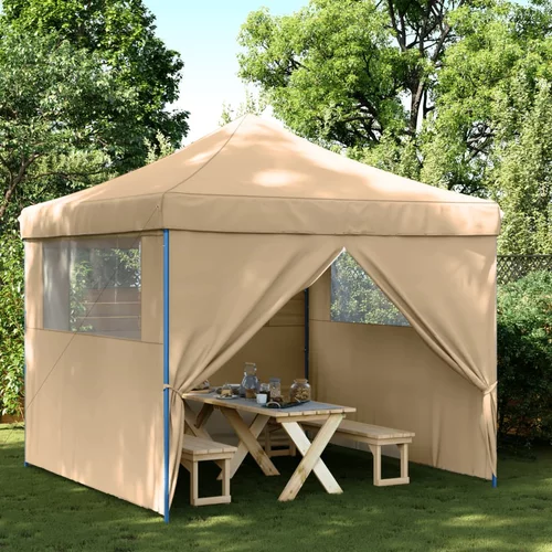 vidaXL Zložljivi pop-up šotor za zabave 4 stranice bež