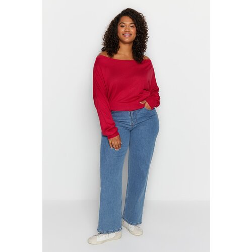 Trendyol Curve Plus Size Sweater - Burgundy - Regular fit Slike