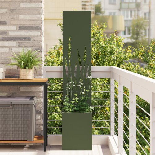 vidaXL Vrtni Sadič s Dekorativnom Pločom Maslinovo zelena 32 x 140 cm Cijene