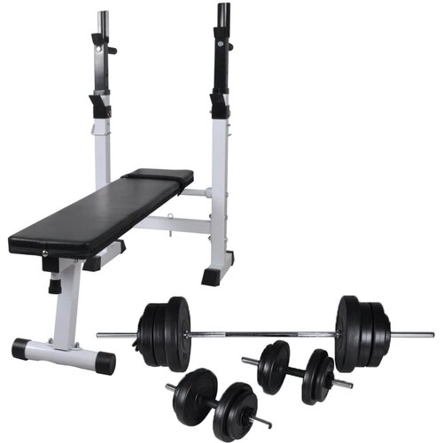 vidaXL Vadbena klop s kompletom uteži in stojalom 60,5 kg Cene