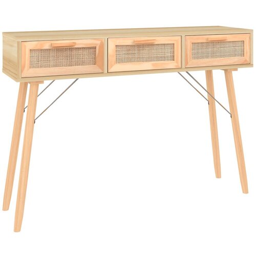 Maison Chic konzolna miza - miza ob steni Rjavo 105x30x75 cm borovina in naravni ratan, (21786258) Cene
