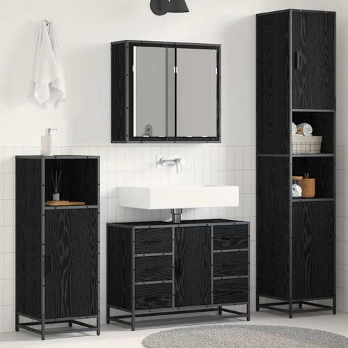 VidaXL set namje&amp;scaron;taja za kupaonicu 3 pcs crni hrast 80 x 33 x 60 cm Slike
