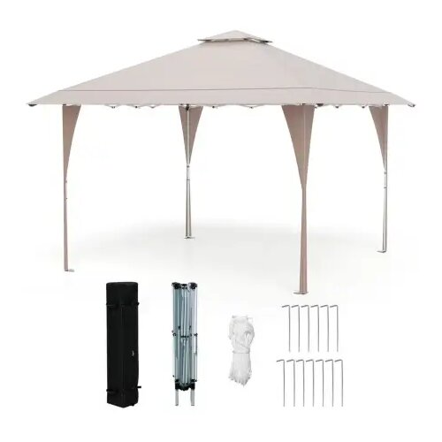  Gazebo paviljon sa mehanizmom 4x4m Bež Slike