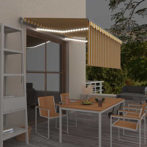 Tenda na ručno uvlačenje s roletom LED 3,5 x 2,5 m žuto-bijela Cijene