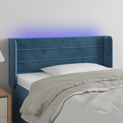 VidaXL LED posteljno vzglavje temno modro 83x16x78/88 cm žamet Slike
