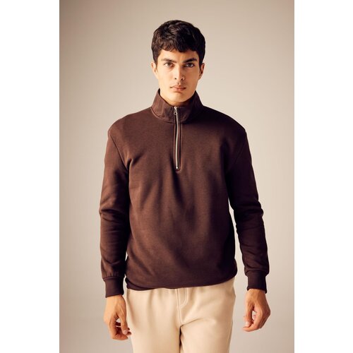 Defacto Comfort Fit Zippered Stand-up Collar Sweatshirt Slike