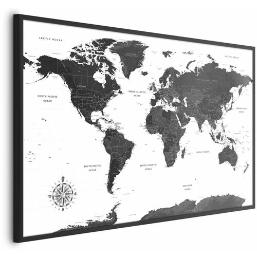  Plakat - Monochromatic Map 60x40 Crni okvir Cene