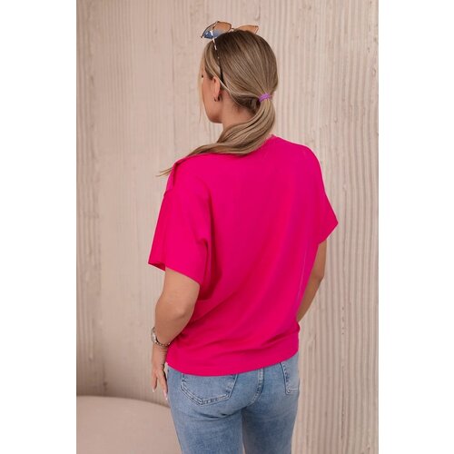 Kesi Cotton blouse with decorative fuchsia bow Slike