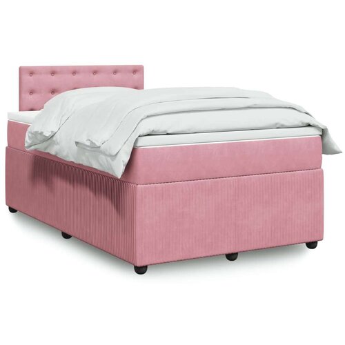 vidaXL Box spring postelja z vzmetnico roza 120x190 cm žamet Cene