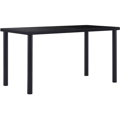  Blagovaonski stol crni 140 x 70 x 75 cm od kaljenog stakla Cijene