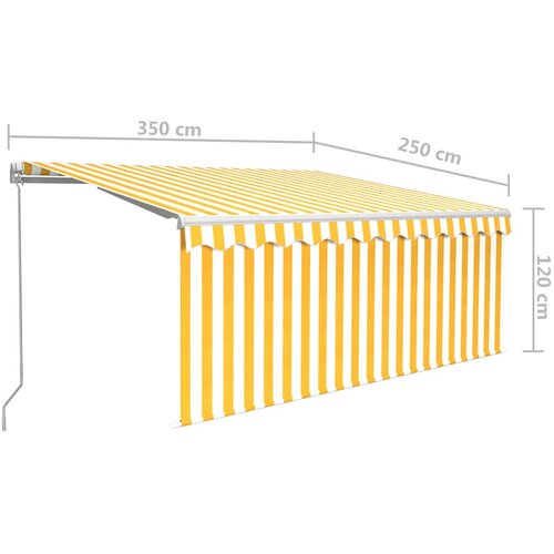 Tenda na ručno uvlačenje s roletom 3,5 x 2,5 m žuto-bijela Slike