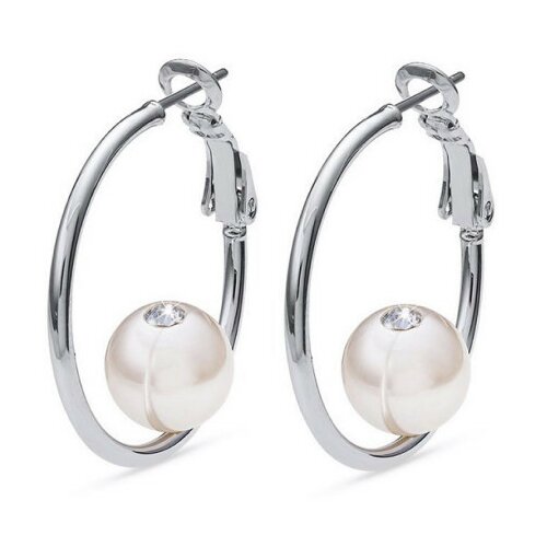  Ženske oliver weber hoop enter pearl mindjuše sa belim swarovski perlama ( 22928r ) Cene