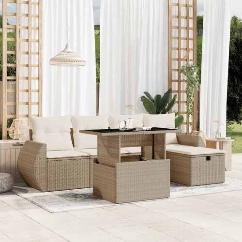 vidaXL 6-dijelni set vrtnih sofa s jastucima bež od poliratana Cijene