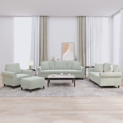 vidaXL 4-dijelni set sofa s jastucima svjetlosivi baršunasti Cijene