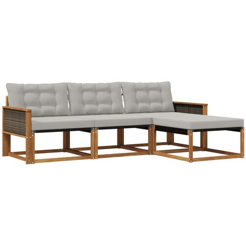 vidaXL Zunanja garnitura za sedenje 4 pcs Naravna in svetlo siva, (5000279934) Cene
