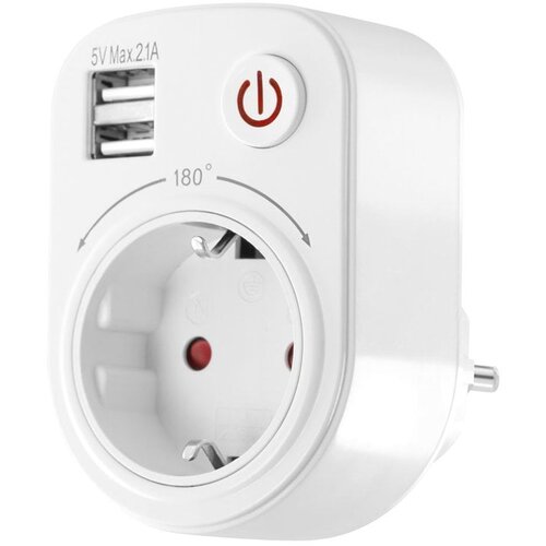  USB punjač 220V 2.1A + utičnica sa prekidačem Slike