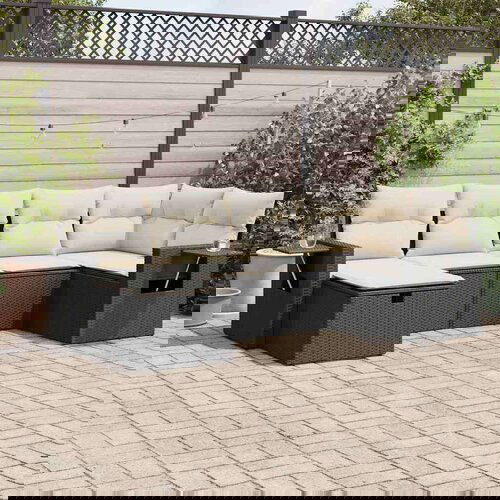 vidaXL 6-dijelni set vrtnih sofa s jastucima crni od poliratana Cijene