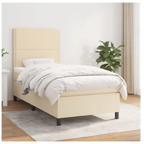 Box spring postelja z vzmetnico krem 100x200 cm blago
