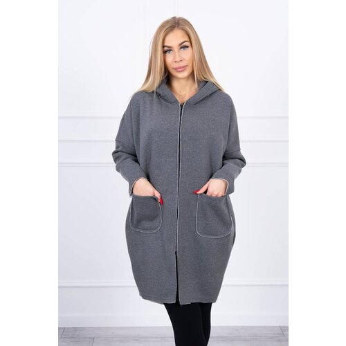 Kesi Insulated sweatshirt with a longer back made of graphite Cene