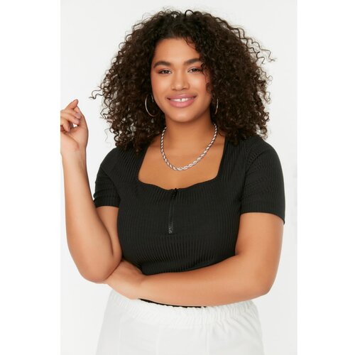 Trendyol Curve Black Zipper Knitted Blouse Cijene