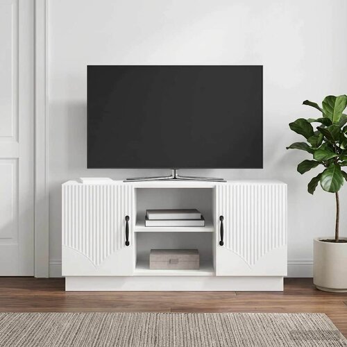 TV ormar Bijela visokog sjaja 102 x 34,5 x 47 cm Slike