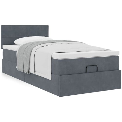 VidaXL Otomanski posteljni okvir z vzmetnico siv 80x200 cm žamet Slike