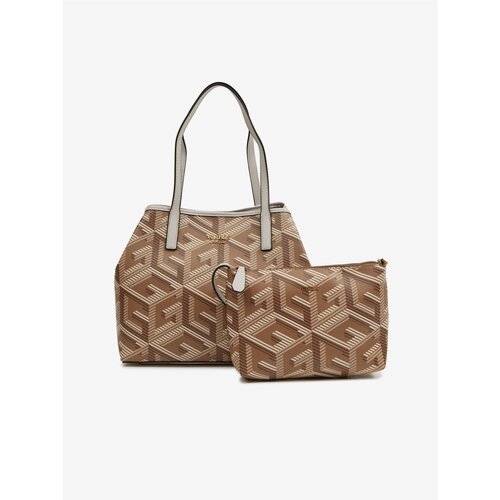 Guess Brown Ladies Patterned Handbag 2in1 Vikky - Ladies Cene