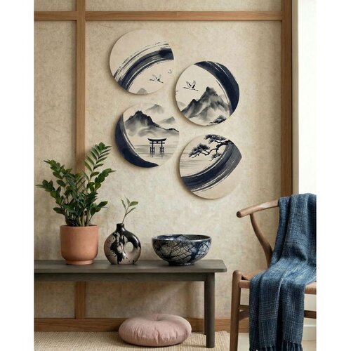 WALLXPERT Huhu1733 - 40 x 40 Multicolor Decorative Framed MDF Painting (4 Pieces) Cene
