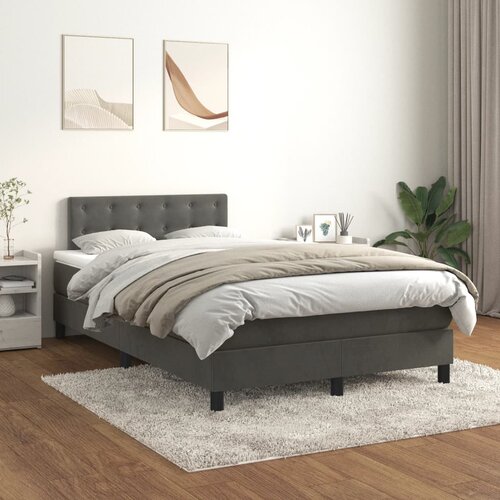 Box spring krevet s madracem tamnosivi 120 x 200 cm baršunasti Cene