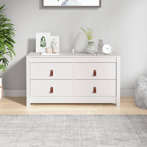VidaXL Bočni ormarić bijeli 100x40x54 cm od masivne borovine Slike