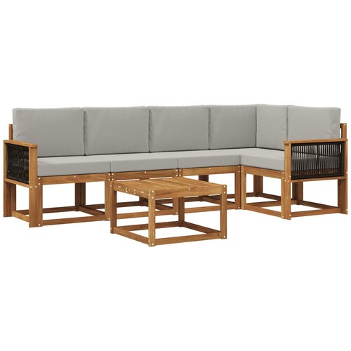 vidaXL Zunanja garnitura za sedenje 6 pcs Naravna in svetlo siva, (5000282683) Cene