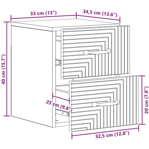  Noćni ormarić za montažu na zid 2 pcs Bijela 34,5 x 33 x 40 cm Slike